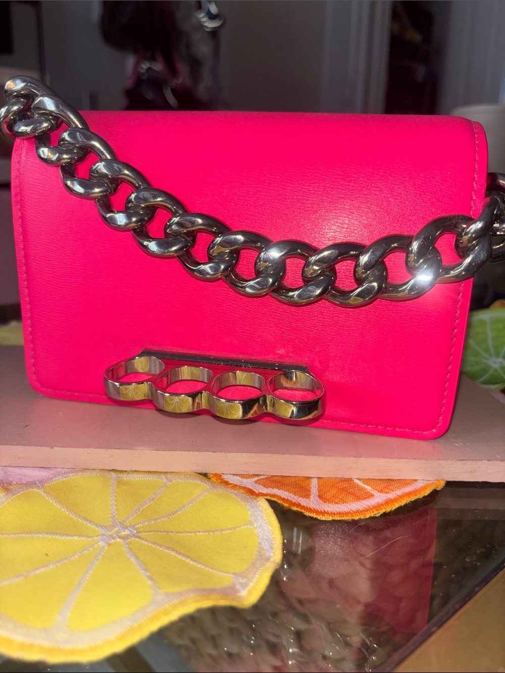 AUTHENTIC NWT: brass knuckles Alexander McQueen clutch